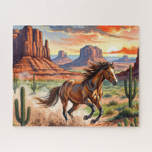 Running Horse In Desert Jigsaw Puzzle