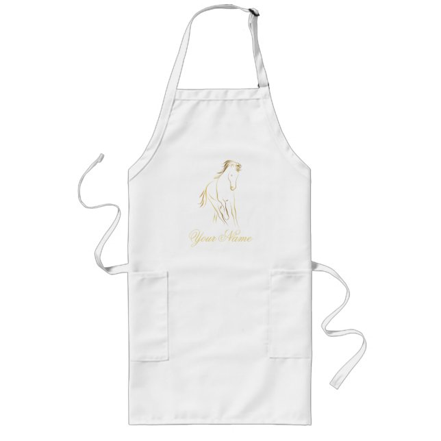 Running horse in gold color long apron (Front)
