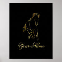 Running horse in gold color