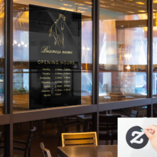 Running horse in gold color window cling