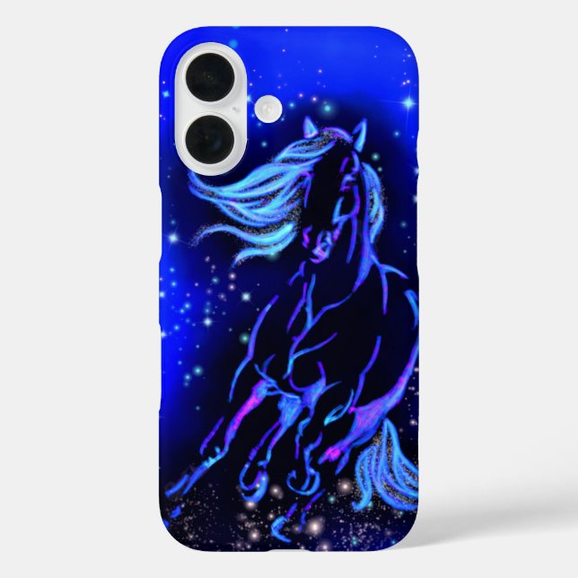 Running Horse iPhone Case Blue (Back)