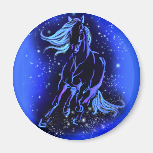 Running Horse Magnet Blue Starry Night (Front)