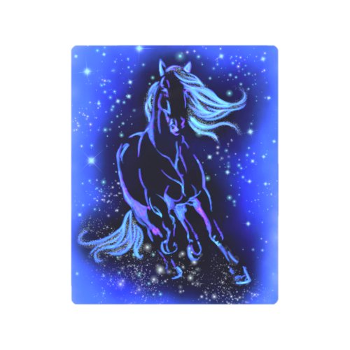 Running Horse Metal Print Starry Night Painting