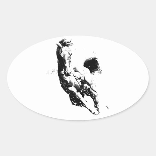 Running Horse Oval Sticker