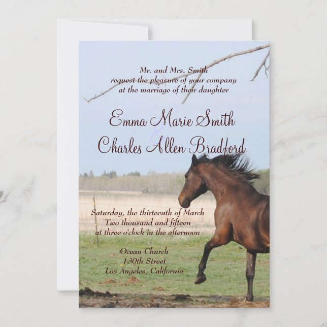 Running Horse Photo Wedding Invitations (Front)