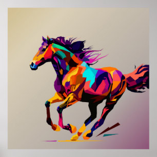 Running horse pop art poster
