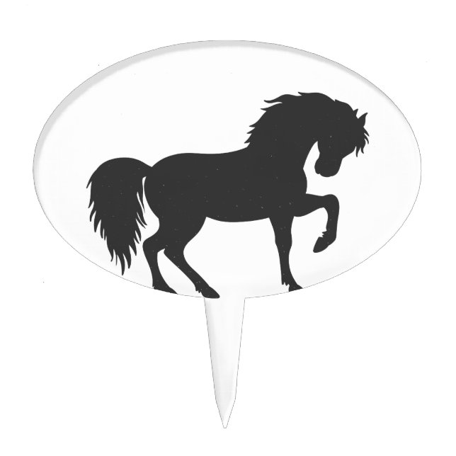 Running horse silhouette - Choose background color Cake Topper (Front)
