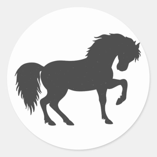 Running horse silhouette _ Choose background color Classic Round Sticker