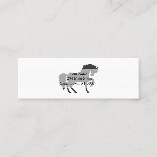 Running horse silhouette - Choose background color Mini Business Card (Front)