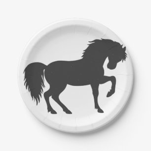 Running horse silhouette - Choose background color Paper Plates