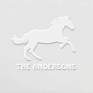 Running Horse Silhouette Custom Name Equestrian Embosser