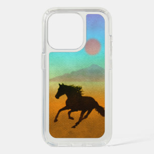Running horse Southwestern landscape iPhone 15 Pro Case