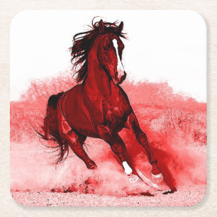Running Horse Square Paper Coaster