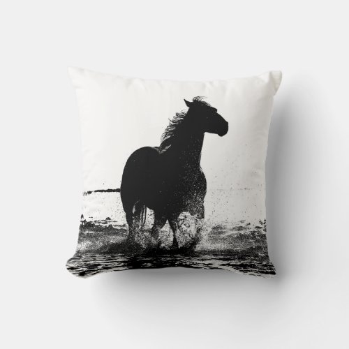 Running Horse Template Add Image Logo Photo Throw Pillow