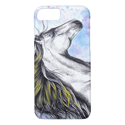 Running Horse Watercolor and Ink Equine art iPhone 87 Case