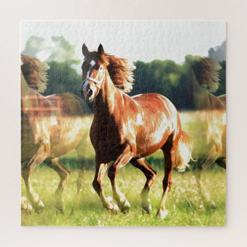 Running Horse Wild Animals Art Jigsaw Puzzle