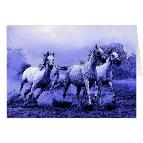 Running Horses  Blue Moonlight