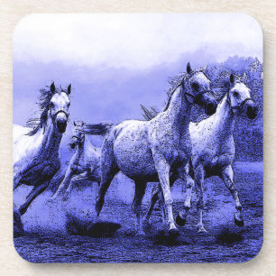 Running Horses & Blue Moonlight Beverage Coaster