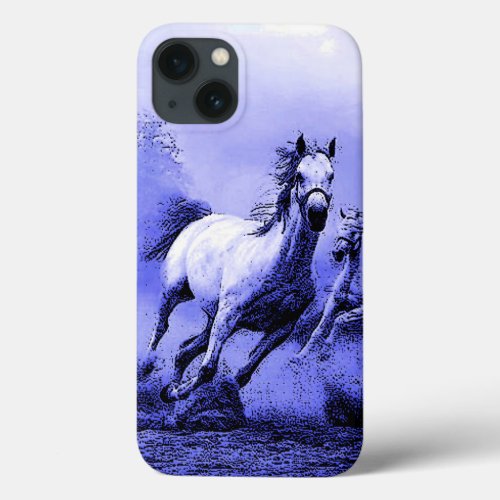 Running Horses  Blue Moonlight iPhone 13 Case