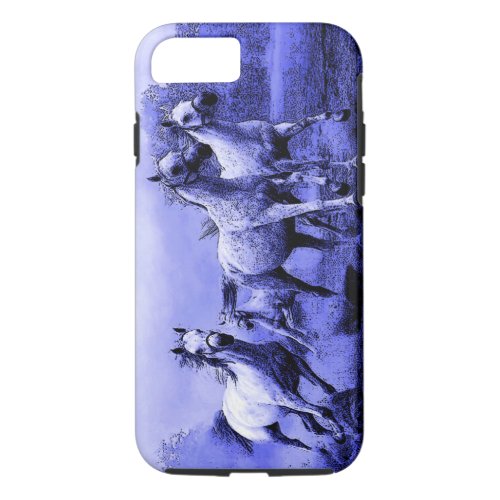 Running Horses  Blue Moonlight iPhone 87 Case