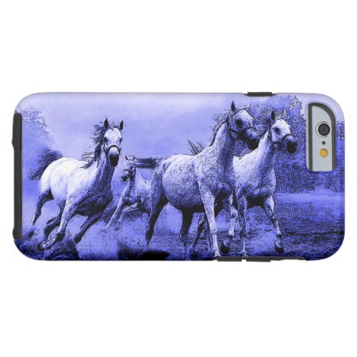 Running Horses  Blue Moonlight Tough iPhone 6 Case