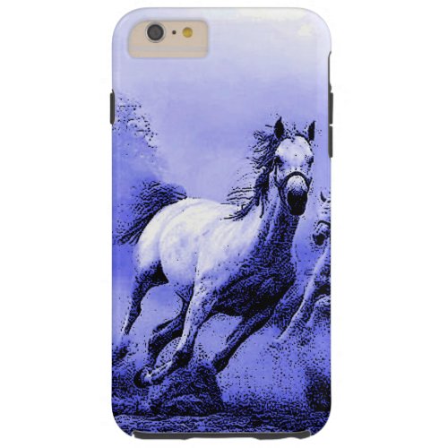 Running Horses  Blue Moonlight Tough iPhone 6 Plus Case