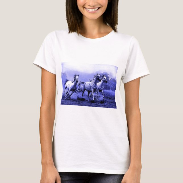Running Horses & Blue Moonlight T-Shirt (Front)
