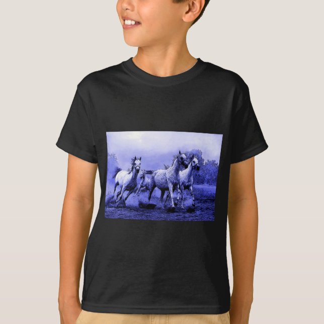 Running Horses & Blue Moonlight T-Shirt (Front)