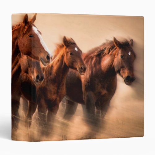 Running horses blur and flying manes 3 ring binder