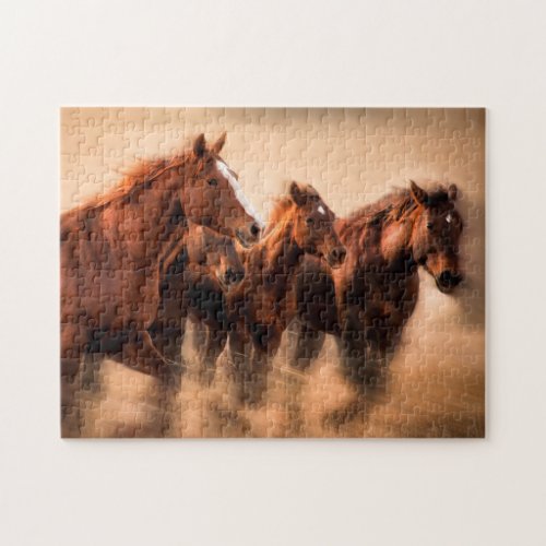Running horses blur and flying manes jigsaw puzzle