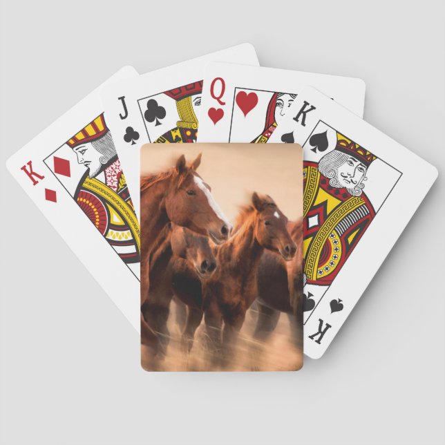 Running horses, blur and flying manes poker cards (Back)