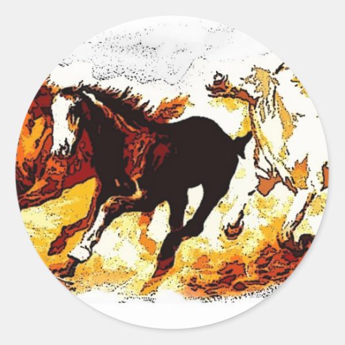 Running Horses Classic Round Sticker