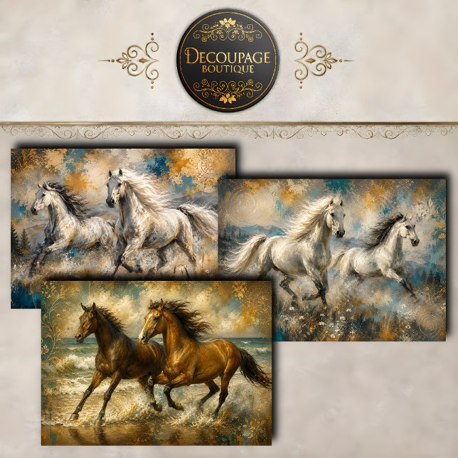 Running Horses Collection Decoupage Wrapping Paper Sheets (Running Horses Collection Wrapping Paper Sheets)