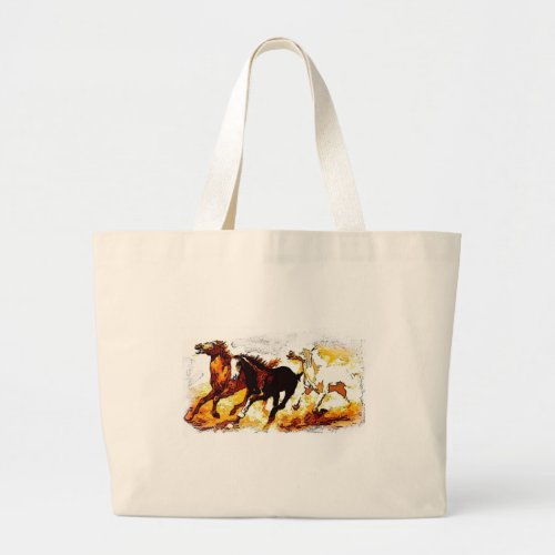 Running Horses Large Tote Bag