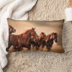 Running Horses Lumbar Pillow
