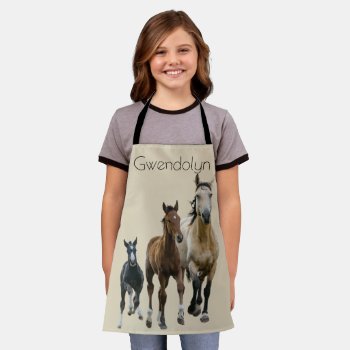 Running Horses Name Template All-over Print Apron by holiday_store at Zazzle