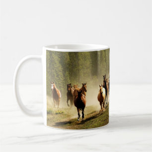 Running horses on Montana ranch Coffee Mug