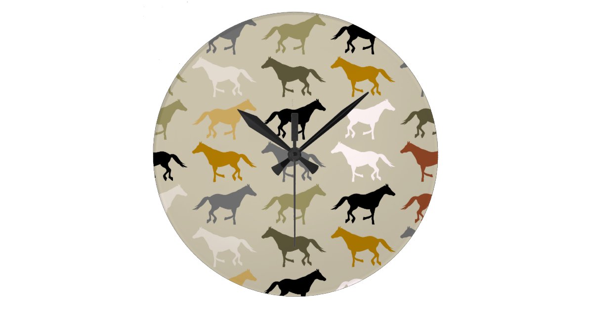 Running Horses Pattern Wall Clock Zazzle