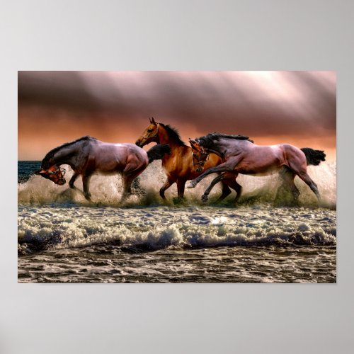 Running horses poster