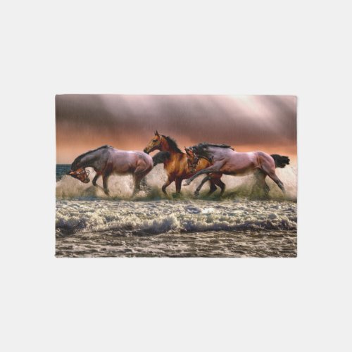 Running horses rug