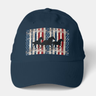Running Horses RusticAmerican Flag Cap