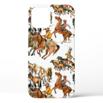 Running horses seamless pattern. American cowboy.  iPhone 12 Case