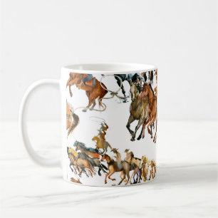 Running horses seamless pattern. American cowboy. Coffee Mug
