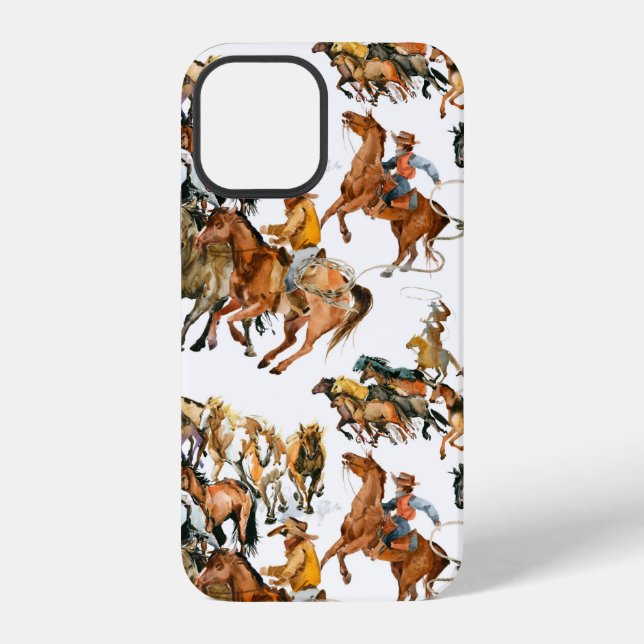 Running horses seamless pattern. American cowboy.  Iphone Case (Back)