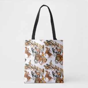 Running horses seamless pattern. American cowboy. Tote Bag