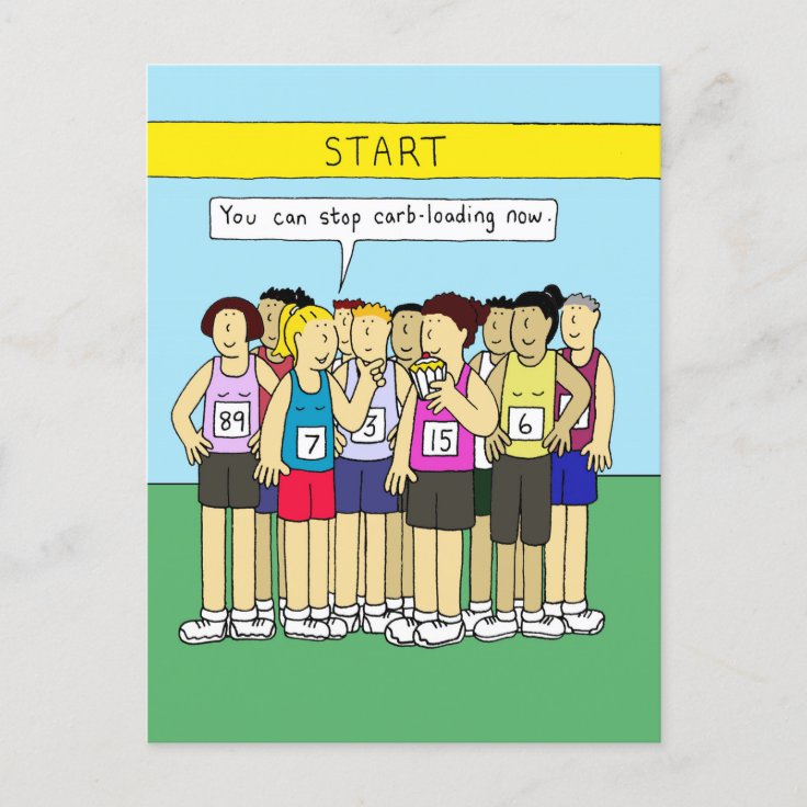 Running Humor for Her Eating Carbs Postcard Zazzle