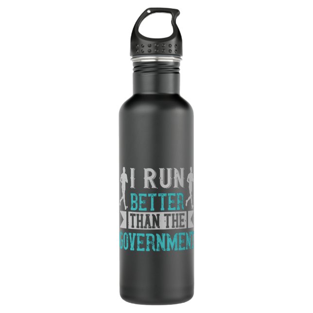 Running I run better than the government Stainless Steel Water Bottle (Front)