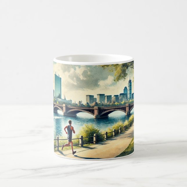Running in Boston Massachusetts Charles River Coffee Mug (Center)