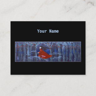 Running in the Woods at Night. On Black. Business Card