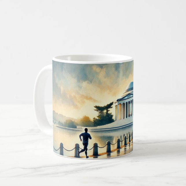 Running in Washington DC Jefferson Memorial Coffee Mug (Front Left)